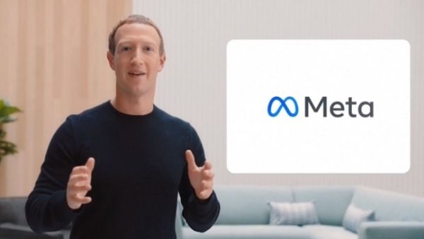 마크 저커버그 CEO가 온라인으로 진행된 페이스북 커넥트 콘퍼런스에서 새로운 회사명인 '메타'와 로고를 공개하고 있다. [사진=페이스북]