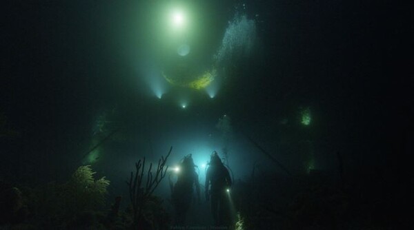 초기 해양기지 아쿠아리우스 밖에서 해저 탐사를 진행 중인 과학자들 [사진=미국 해양대기청]