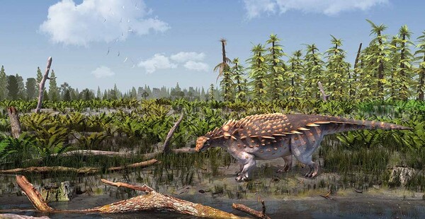 새로 발견된 공룡 벡티펠타 바레티(Vectipelta barretti)의 예상도 [사진=Stuart Pond / Natural History Museum]