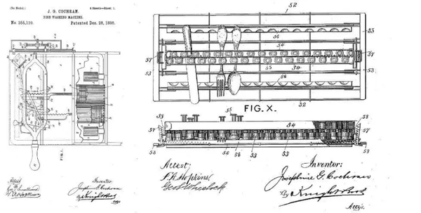 코크란의 "식기 세탁기"에 대한 미국 특허 번호 355,139. [사진=US Patent and Trademark Office] 